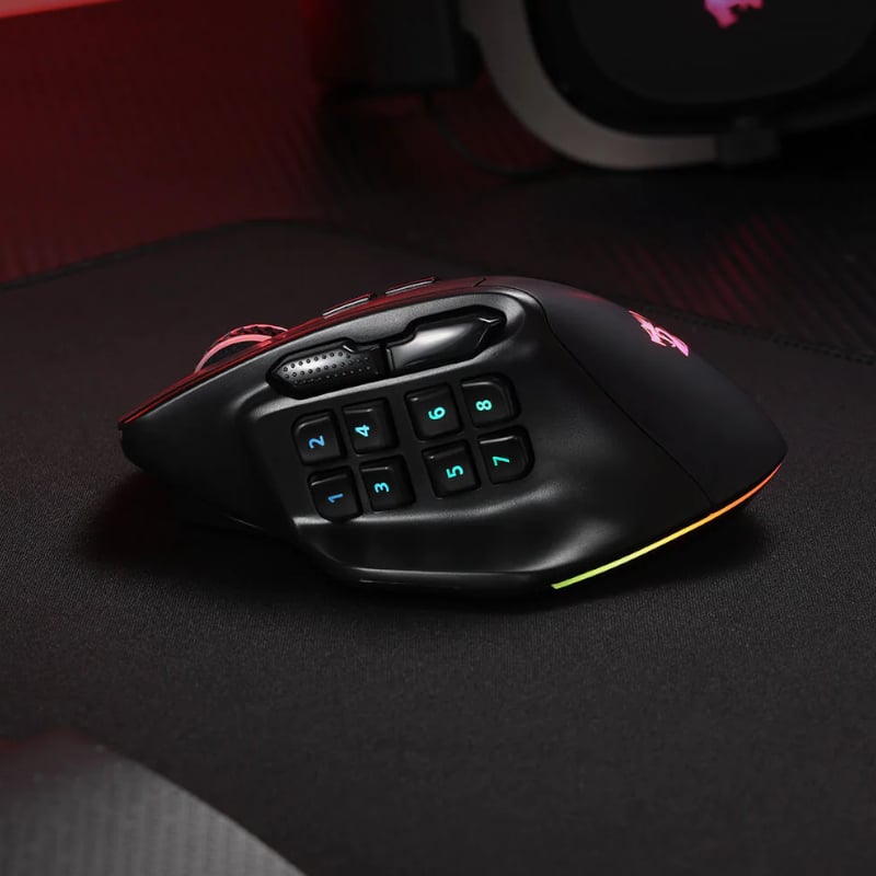 REDRAGON Aatrox Wireless 6200DP RGB MMO Gaming Mouse - Black-3