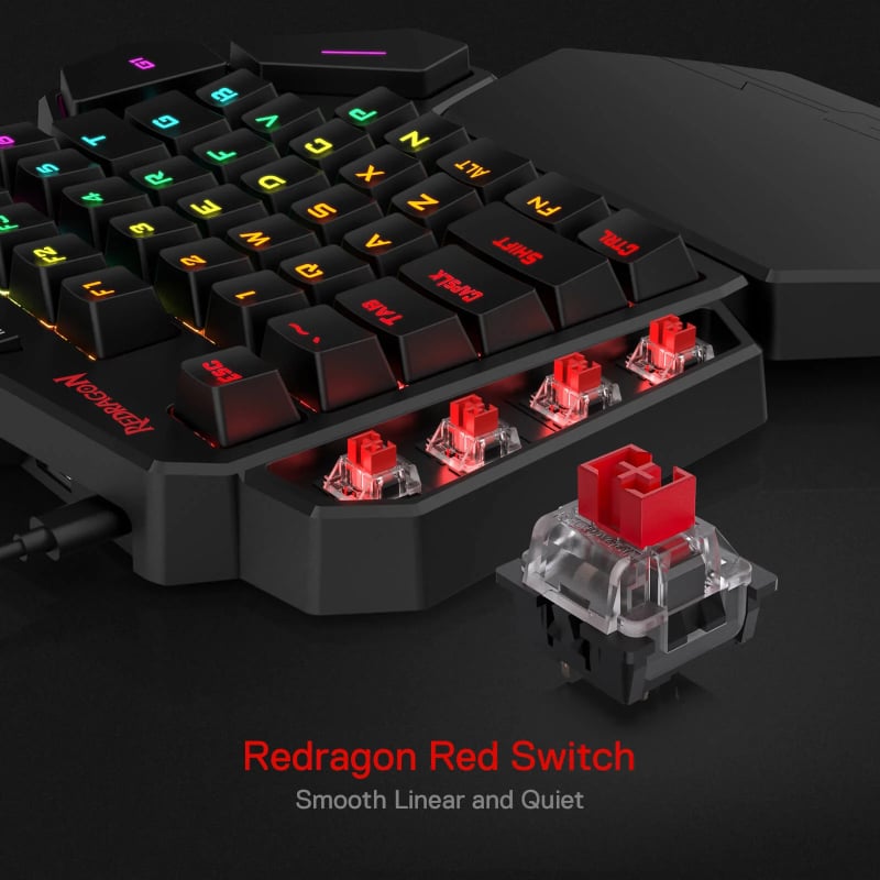 REDRAGON Diti Elite Pro One-Handed RGB Wireless Mechanical Gaming Keyboard - Black-4