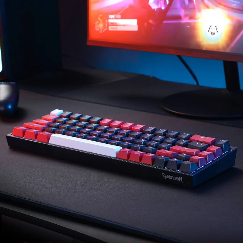 REDRAGON Castor Pro 68Key Wireless Red|Black|White KeyCap Bluetooth RGB Red Switch - Black|Red-5
