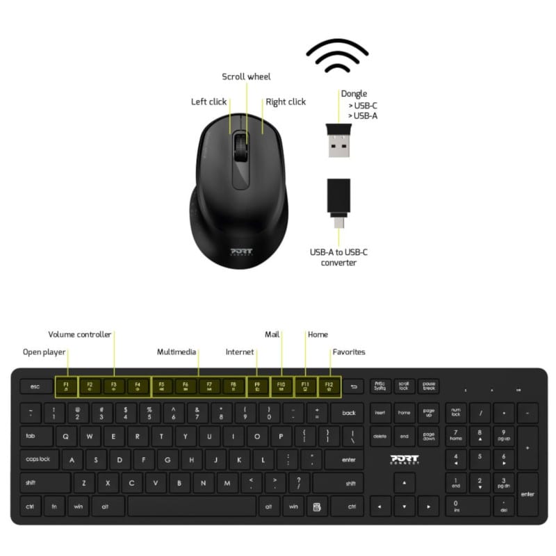 PORT KB Combo Wireless Keyboard + Mouse-5