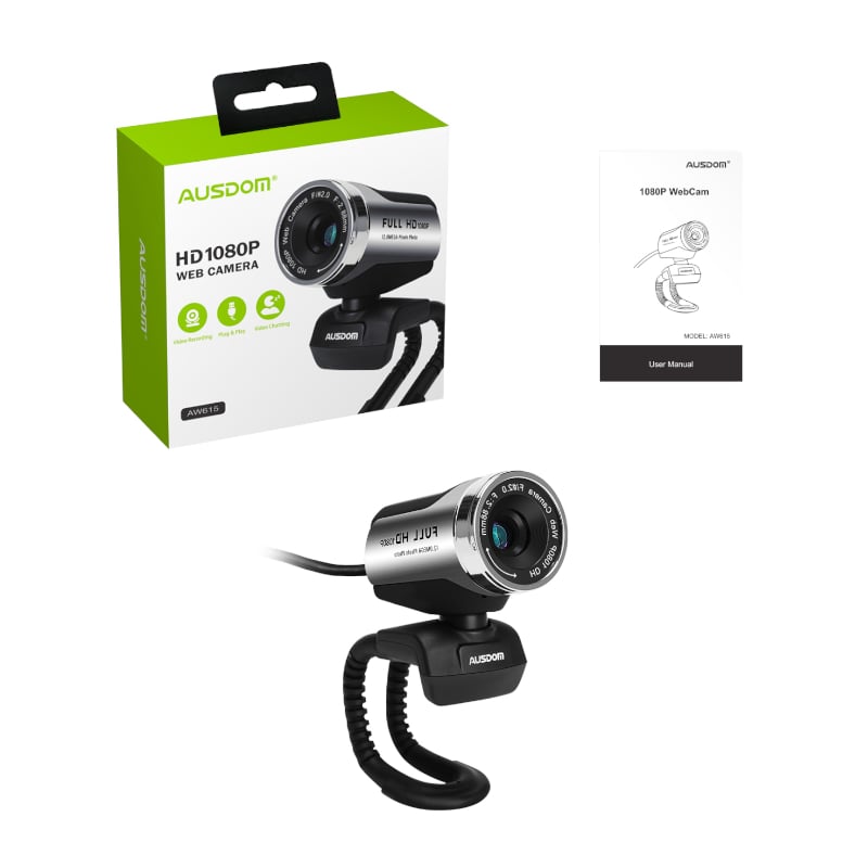 Ausdom AW615 1080P Streaming Web Camera - Black-2