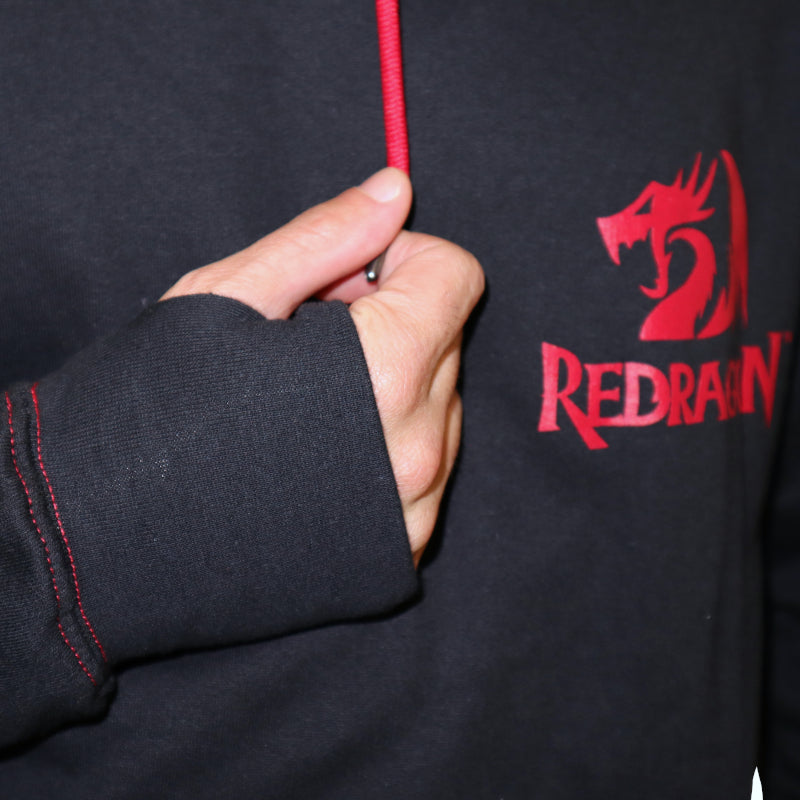 REDRAGON HOODIE WITH FRONT and BACK LOGO - BLACK - XLARGE-5